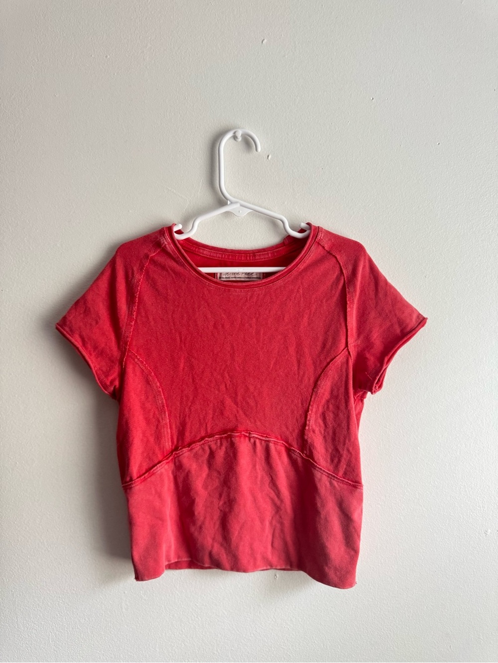 We The Free Short Sleeve Crop Top in Coral Red